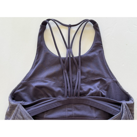 Lululemon SLAY THE STUDIO 2-In-1 Tank Heathered Purple Sz6 Yoga Top Built-In-Bra - Picture 7 of 14